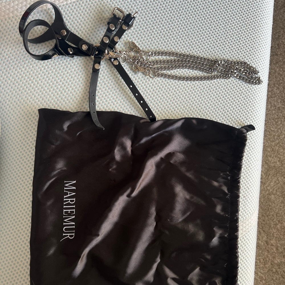 Mariemur Gia Patent Leather Bracelets with Silver Chains - XS-S